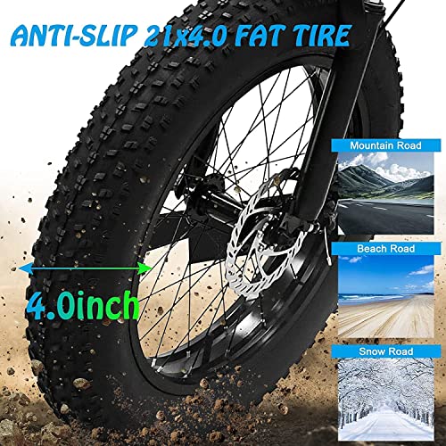 Foldable Electric Bike Fat Tire Mountain Ebike for Adult 20 inch 750W 48V 10AH Battery Power Long Range Electric Bicycle Pedal Assist Front Suspension Shimano 7 Speed Gears Fast Electric Moped 30MPH