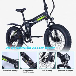 Foldable Electric Bike Fat Tire Mountain Ebike for Adult 20 inch 750W 48V 10AH Battery Power Long Range Electric Bicycle Pedal Assist Front Suspension Shimano 7 Speed Gears Fast Electric Moped 30MPH