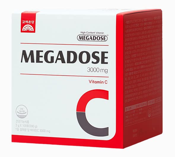 Megadose Vitamin C Powder 3000mg. 100 Count Single Serve Sticks. Pure High-Potency Immune Support No Additives No Artificial Ingredients. Fast Absorption, Antioxidant, Anti-Inflammatory, Non-GMO