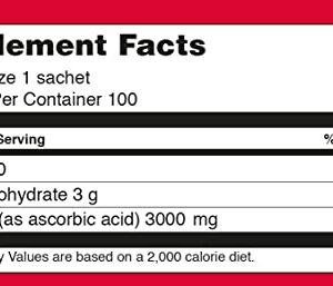 Megadose Vitamin C Powder 3000mg. 100 Count Single Serve Sticks. Pure High-Potency Immune Support No Additives No Artificial Ingredients. Fast Absorption, Antioxidant, Anti-Inflammatory, Non-GMO