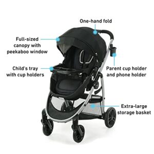 Graco Modes Pramette Stroller, Baby Stroller with True Pram Mode, Reversible Seat, One Hand Fold, Extra Storage, Child Tray, Pierce