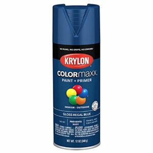 krylon k05535007 colormaxx spray paint and primer for indoor/outdoor use, gloss regal blue 12 ounce (pack of 1)