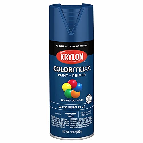 Krylon K05535007 COLORmaxx Spray Paint and Primer for Indoor/Outdoor Use, Gloss Regal Blue 12 Ounce (Pack of 1)