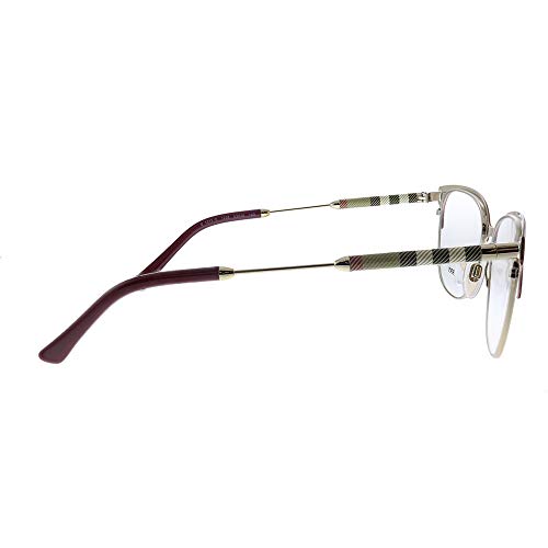 BURBERRY BE 1313Q 1238 Bordeaux Light Gold Metal Square Eyeglasses 53mm