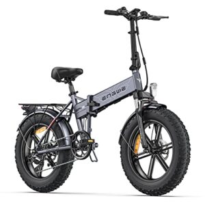 ENGWE 750W Folding Electric Bike for Adults 20" 4.0 Fat Tire Mountain Beach Snow Bicycles Aluminum Electric Scooter 7 Speed Gear E-Bike with Detachable Lithium Battery 48V12.8A Up to 28MPH (Gray)