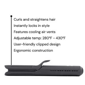 L'ANGE HAIR Le Duo 360° Airflow Styler | 2-in-1 Curling Wand & Titanium Flat Iron Hair Straightener | Professional Hair Curler with Cooling Air Vents | Dual Voltage & Adjustable Temp
