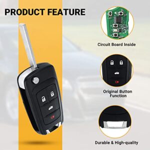 Key Fob Keyless Entry Remote Compatible with Chevy Cruze/Camaro/Impala/Equinox/GMC Terrain/Buick Lacrosse/Regal/Verano/Encore 2010-2019 Car Key Replacement for OHT01060512 (4 Buttons)