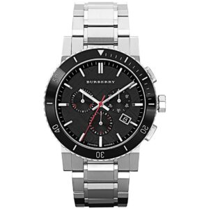 burberry top luxury watch chronograph men the city stainless steel black ceramic bezel date dial bu9380