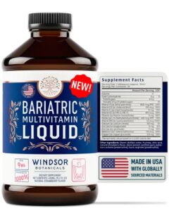 bariatric multivitamin with iron liquid supplement – post gastric bypass, gastric sleeve vitamins – for men and women post sleeve gastrectomy – veggie, non-gmo, strawberry flavor – 30 day supply