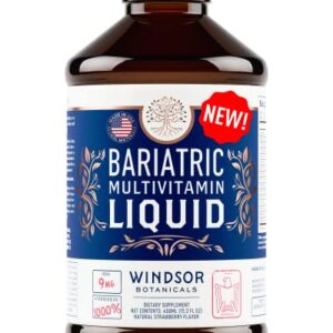 Bariatric Multivitamin with Iron Liquid Supplement - Post Gastric Bypass, Gastric Sleeve Vitamins - for Men and Women Post Sleeve Gastrectomy - Veggie, Non-GMO, Strawberry Flavor - 30 Day Supply