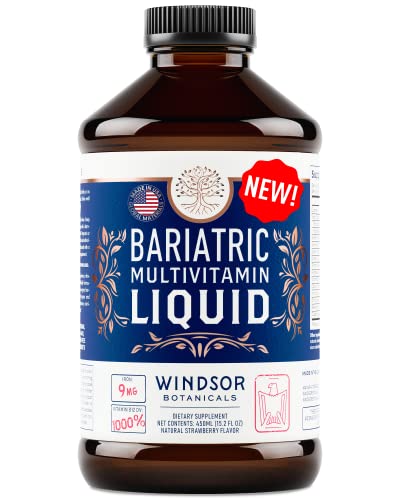 Bariatric Multivitamin with Iron Liquid Supplement - Post Gastric Bypass, Gastric Sleeve Vitamins - for Men and Women Post Sleeve Gastrectomy - Veggie, Non-GMO, Strawberry Flavor - 30 Day Supply