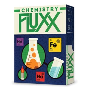 looney labs chemistry fluxx card game – science games card games for kids adult games family games school games with elements atom molecules periodic table 2-6 player board games for ages 8 and up