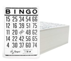 regal games – classic bingo cards – 200 count – 6.125” x 4.17” cardstock – white