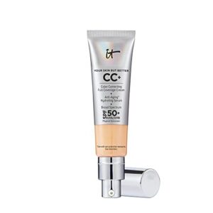 it cosmetics cc+ cream, medium (w) – color correcting cream, full-coverage foundation, hydrating serum & spf 50+ sunscreen – natural finish – 1.08 fl oz