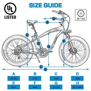 ECOTRIC Electric Bike 26" Fat Tire 750W Electric Bicycles 48V 13AH Removable Large Battery Beach Snow Mountain E-Bike for Adults UL Certified with Dual Shock Absorber & Shimano 7-Speed