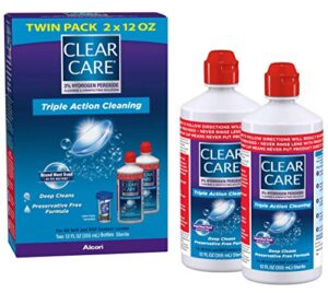 clear care cleaning solution with lens case, twin pack, 12-ounces each