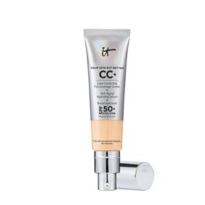 it cosmetics cc+ cream, light medium (c) – color correcting cream, full-coverage foundation, hydrating serum & spf 50+ sunscreen – natural finish – 1.08 fl oz
