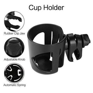 Universal Cup Holder by Accmor, Stroller Cup Holder, Bike Cup Holder, Large Caliber Designed Cup Holder, 360 Degrees Rotation Cup Drink Holder, Black