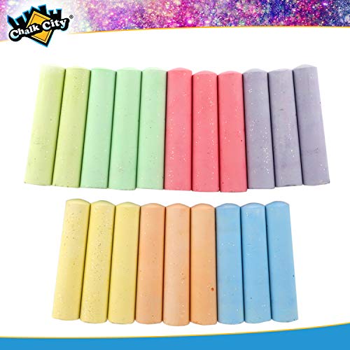 Regal Games Sidewalk Glitter Chalk, 20 Count Chalk, Jumbo Chalk, Washable, Art Set