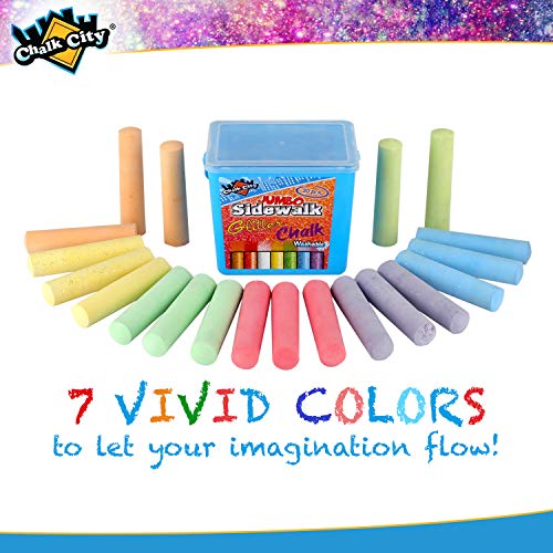 Regal Games Sidewalk Glitter Chalk, 20 Count Chalk, Jumbo Chalk, Washable, Art Set