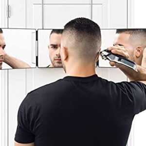 SELF-Cut System Travel Version - Three Way Mirror for Self Hair Cutting with Height Adjustable Telescoping Hooks and Free Educational Mobile App