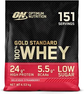 optimum nutrition gold standard 100% whey protein powder, vanilla ice cream, 10 pound (packaging may vary)