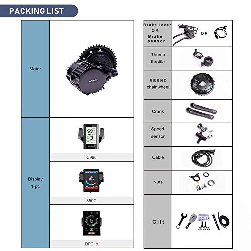 BAFANG Electric Bike Conversion Ebike Motor Kit Mid Drive BBS02B 500W 750W BBSHD BBS03 1000W 8FUN E-Bike Components Electric Bicycle Central Engine with Optional Display