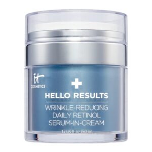it cosmetics hello results wrinkle-reducing daily retinol serum-in-cream – firming & anti-aging retinol face cream with niacinamide, vitamin b5 & vitamin e – 1.7 fl oz