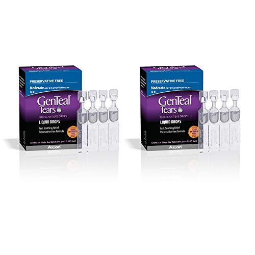 ALCON GenTeal Tears Lubricant Eye Drops, Moderate Liquid Drops, 36 Sterile, Single-Use Vials, 0.9-mL Each - 2 Pack