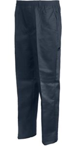 benefit wear mens full elastic waist 5-pocket pants with mock fly (s, navy)