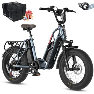 Fucare Gemini/Gemini X 750W Electric Bike for Adults 31MPH Max Speed 48V 30Ah/20.8Ah Dual Lithium Battery 20Inch 4.0" All-Terrain Fat Tire Commute E-Bike with 5.3" LCD Display Bicycles