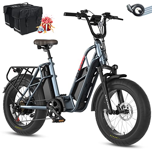 Fucare Gemini/Gemini X 750W Electric Bike for Adults 31MPH Max Speed 48V 30Ah/20.8Ah Dual Lithium Battery 20Inch 4.0" All-Terrain Fat Tire Commute E-Bike with 5.3" LCD Display Bicycles