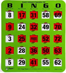 regal games – shutter slide bingo cards only – 8” x 9” – 5-ply green cardstock – easy to read – no duplicates – red sliding windows – 50-pack – perfect for large groups, bulk purchasing
