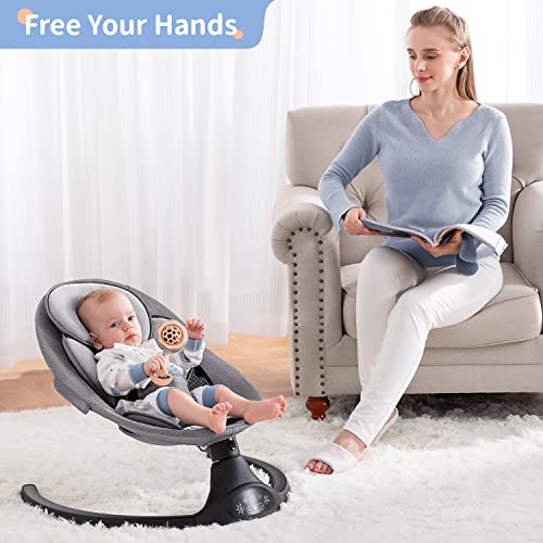 Baby Swing for Infants | Electric Bouncer for Babies,Portable Swing for Baby Boy Girl,Remote Control Indoor Baby Rocker with 5 Sway Speeds,3 Seat Positions,10 Music and Bluetooth