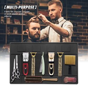 MoyRetty Magnetic Barber Organizer Mat for Clippers - Professional Anti-Slip Heat Resistant Silicone Pad with Salon Station Accessories for Hair Stylist Clippers Supplies (Black)