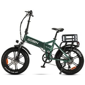 gosen folding electric bike 750w q3-plus fat tire 20″ x 4.0 electric bicycle for adult- 48v 12ah battery- shimano 7-speed commuter city e-bike with seat suspension- hydraulic brake- ul certified