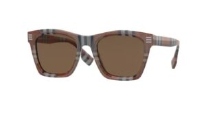 burberry cooper be4348 396673 52mm brown check/dark brown square sunglasses for men + bundle with designer iwear complimentary eyewear kit