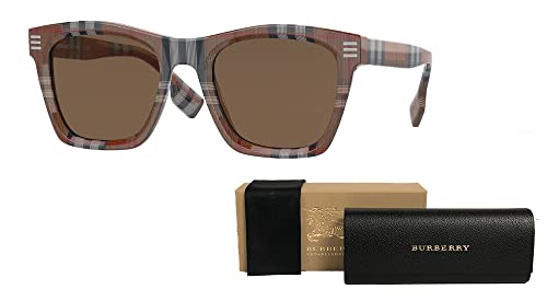 BURBERRY Cooper BE4348 396673 52MM Brown Check/Dark Brown Square Sunglasses for Men + BUNDLE With Designer iWear Complimentary Eyewear Kit