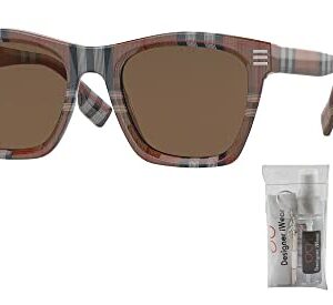 BURBERRY Cooper BE4348 396673 52MM Brown Check/Dark Brown Square Sunglasses for Men + BUNDLE With Designer iWear Complimentary Eyewear Kit