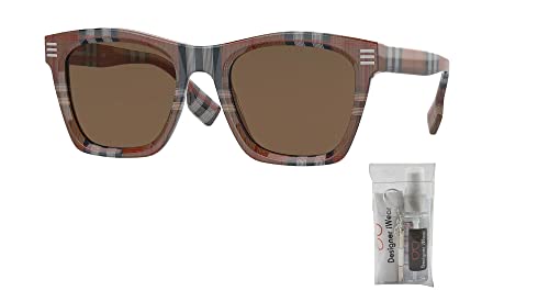 BURBERRY Cooper BE4348 396673 52MM Brown Check/Dark Brown Square Sunglasses for Men + BUNDLE With Designer iWear Complimentary Eyewear Kit