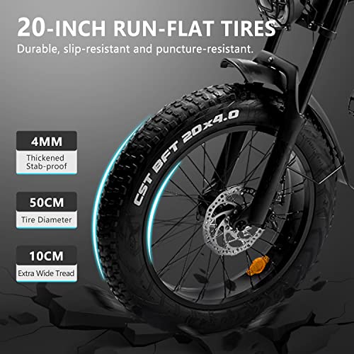 Riding'times Electric Bike for Adults, 20" Fat Tire Ebike, 750W Powerful Motor with Removable Battery, 30MPH & 37 Miles Long Range Off Road Snow Beach Mountain Electric Bicycle