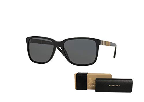 BURBERRY BE4181 300187 58M Black/Grey Square Sunglasses For Men + BUNDLE with Designer iWear Complimentary Eyewear Care Kit