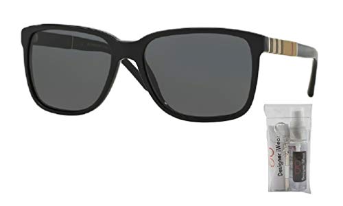 BURBERRY BE4181 300187 58M Black/Grey Square Sunglasses For Men + BUNDLE with Designer iWear Complimentary Eyewear Care Kit