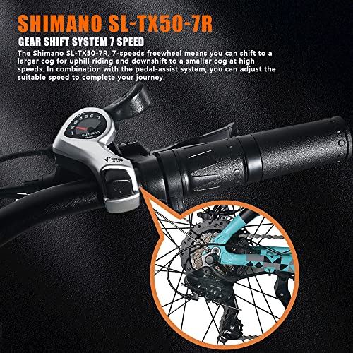 Cyrusher Kuattro Step-Through Ebike 750W BAFANG Motor 52V 17Ah Battery 26" x 4.0" Fat Tire Electric Bike for Adults Shimano 7-Speed Front Fork Suspension 3.7'' LCD Display (Kuattro 17Ah White)