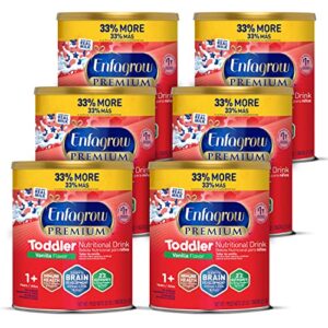 enfagrow premium toddler nutritional drink 32 oz. powder can (pack of 6) dual prebiotics for immune support, dha for brain development, natural milk flavor (former toddler next step) from enfamil