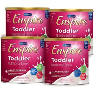 enfagrow enspire toddler nutritional drink with lactofrerrin, dha, and mfgm for brain support and immune health, non-gmo, powder tub 24 oz, pack of 4