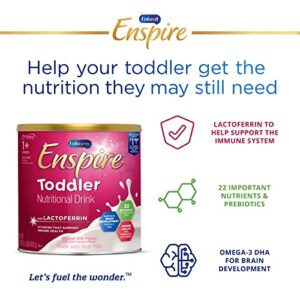Enfagrow Enspire Toddler Nutritional Drink with Lactofrerrin, DHA, and MFGM for Brain Support and Immune Health, Non-GMO, Powder Tub 24 Oz, Pack of 4