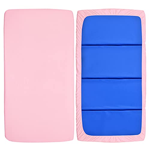 Nap Mat Sheet 24" x 48" x 4" Fitted Preschool Day Care Rest Mat Cover, Soft & Breathable Microfiber Baby Sheets for ECR4Kids Mat, Regalo My Cot Portable Toddler Bed and Joovy Travel Cot, Pink