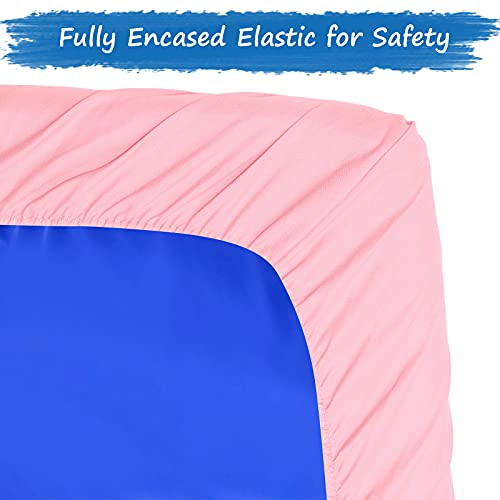 Nap Mat Sheet 24" x 48" x 4" Fitted Preschool Day Care Rest Mat Cover, Soft & Breathable Microfiber Baby Sheets for ECR4Kids Mat, Regalo My Cot Portable Toddler Bed and Joovy Travel Cot, Pink