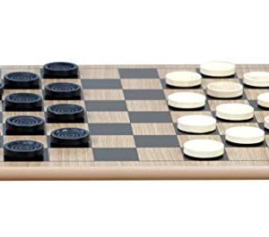 Regal Games - Reversible Wooden Board for Chess, Checkers & Tic-Tac-Toe - 24 Interlocking Wooden Checkers and 32 Standard Chess Pieces - for Age 8 to Adult for Family Fun